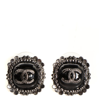 Chanel Ruthenium Enamel CC Earrings Black 1 of 4