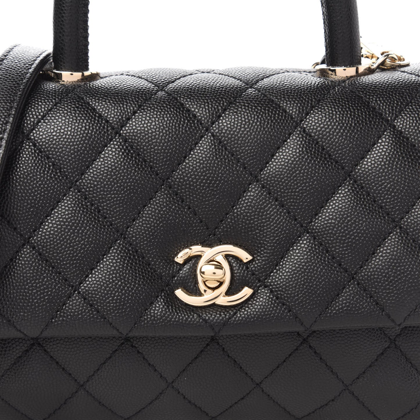 Caviar Quilted Mini Coco Handle Flap Black