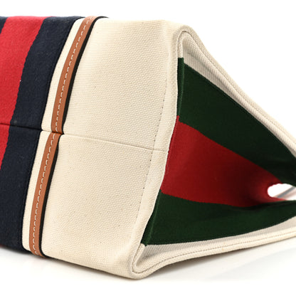 Gucci Canvas Calfskin Web Small Interlocking G Tote Bag Red Blue 8 of 13