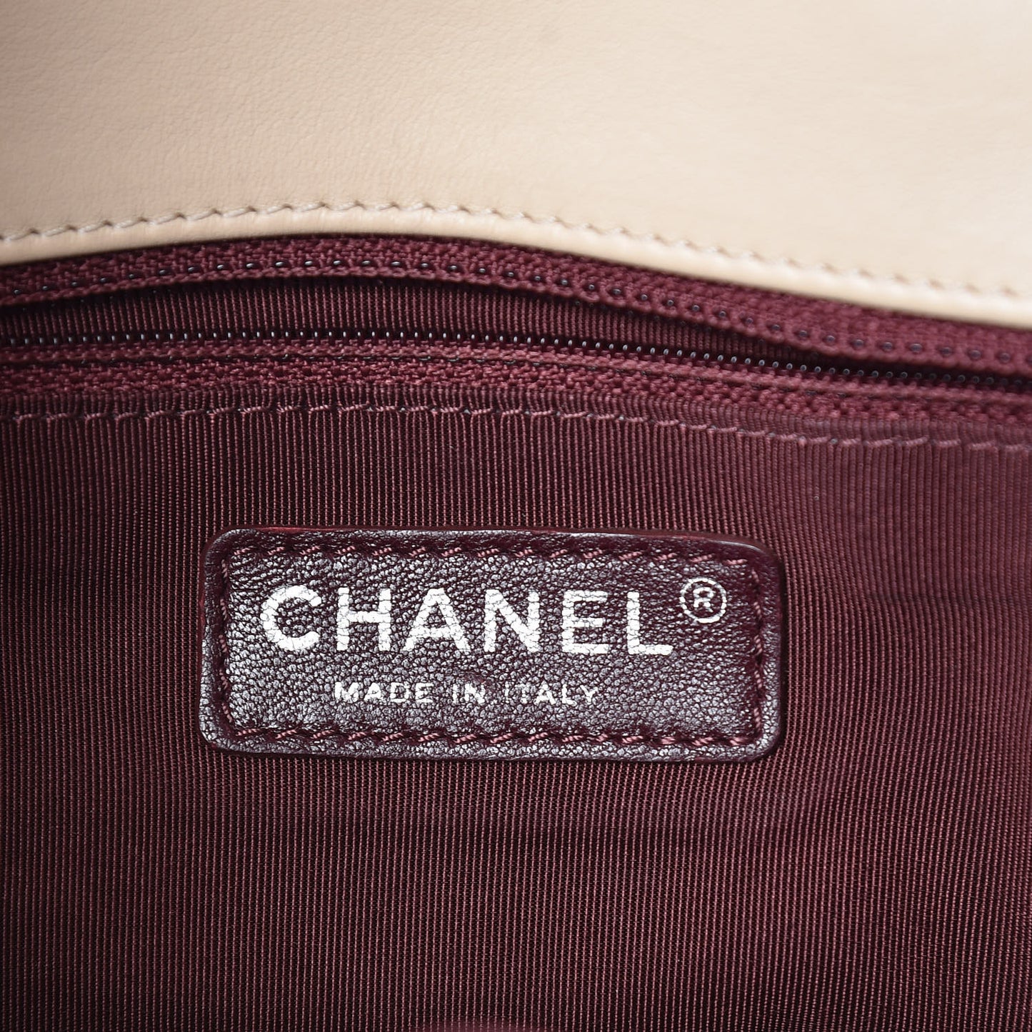 Calfskin Quilted Flap Beige Black