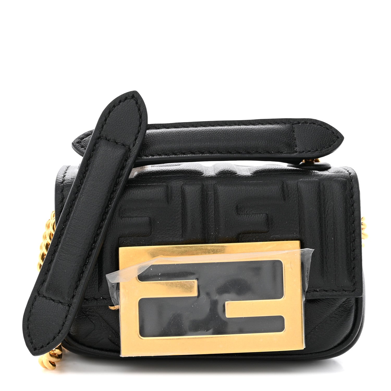 Fendi Nappa Matisse FF Embossed Nano Chain Baguette Black 1 of 9