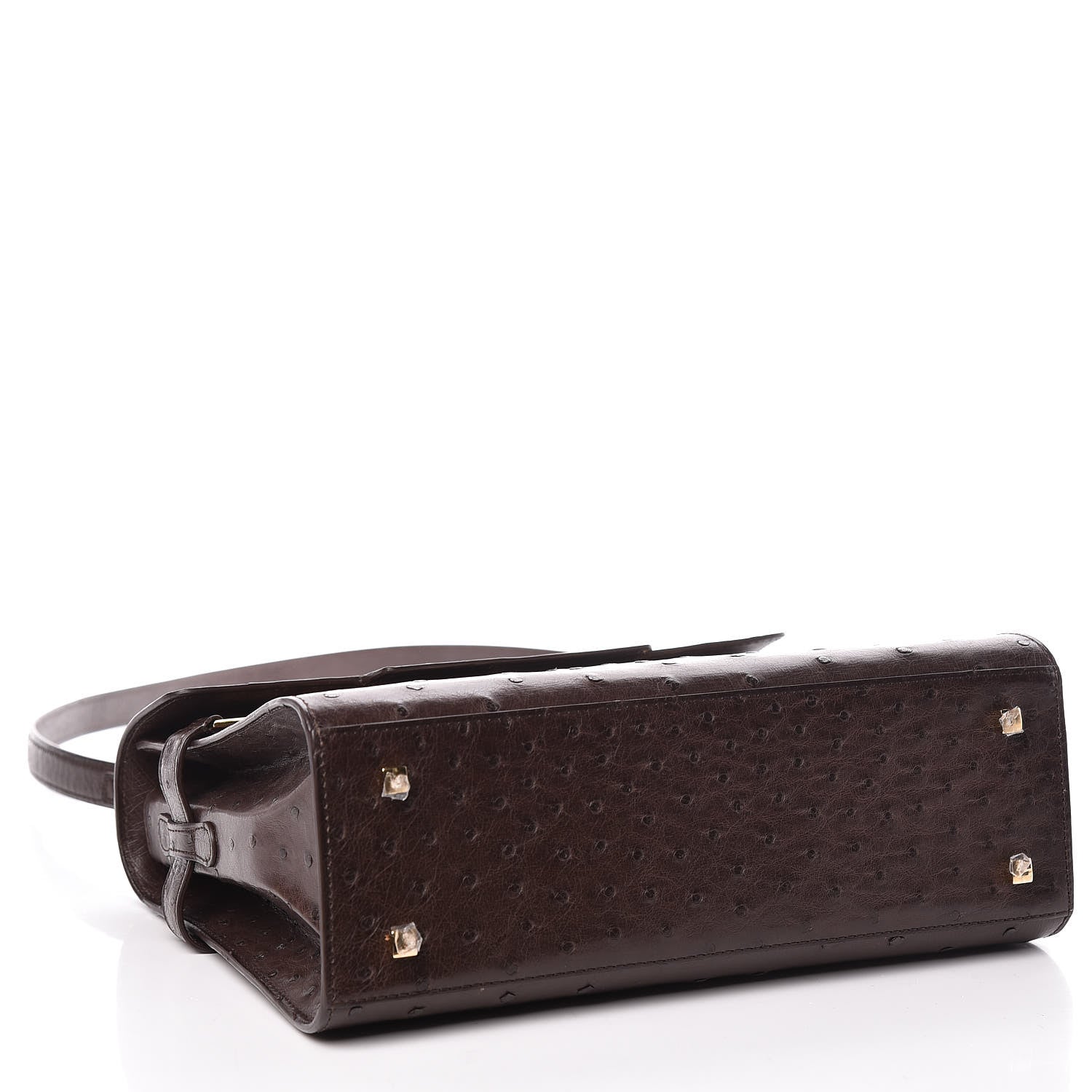 Delvaux Ostrich MM Tempete Satchel Brown 4 of 9