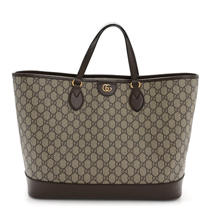 Gucci GG Supreme Monogram Textured Calfskin Large Ophidia Shoulder Tote Bag Beige Ebony New Acero 1 of 12