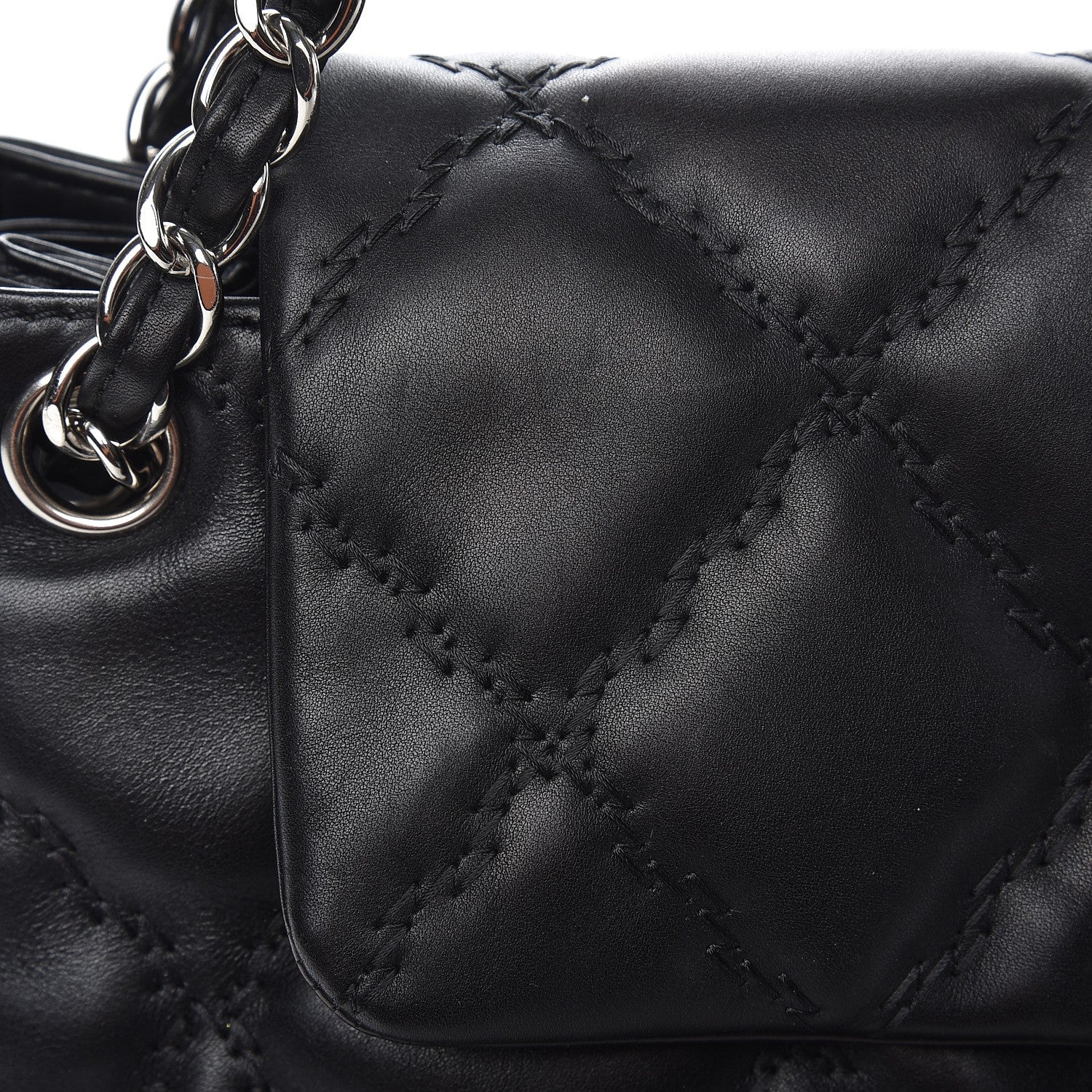 Chanel Calfskin Double Stitch Large Hamptons Flap Bag Black 14 of 16