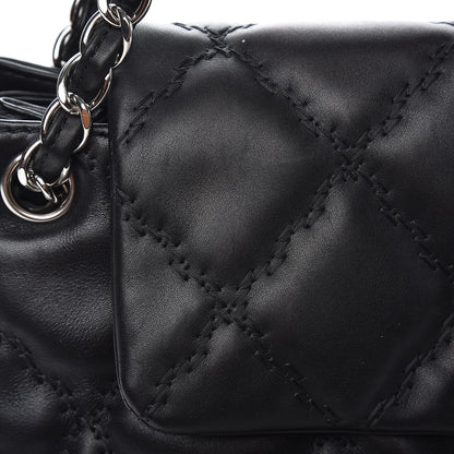 Chanel Calfskin Double Stitch Large Hamptons Flap Bag Black 14 of 16
