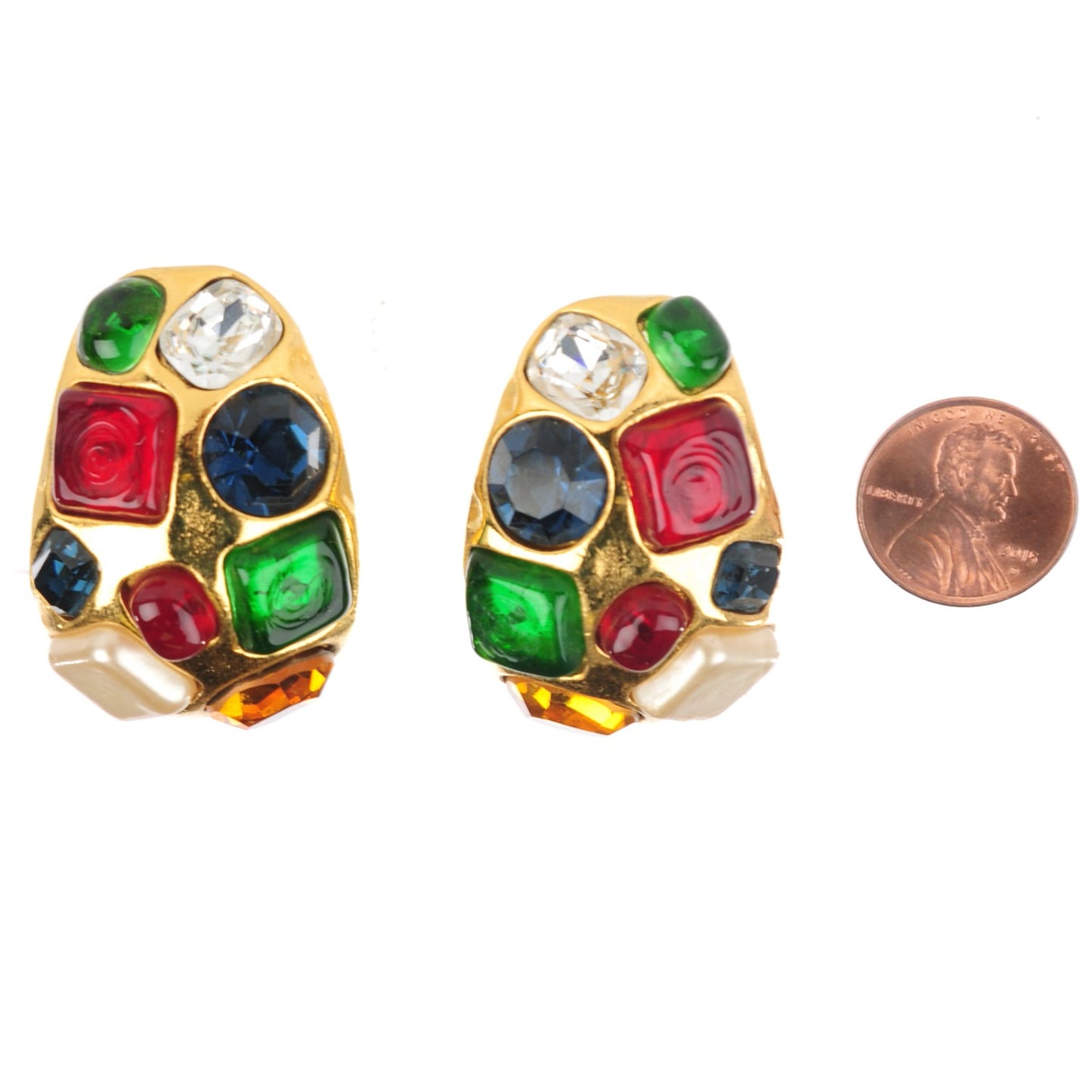 Gripoix Clip On Earrings Multicolor