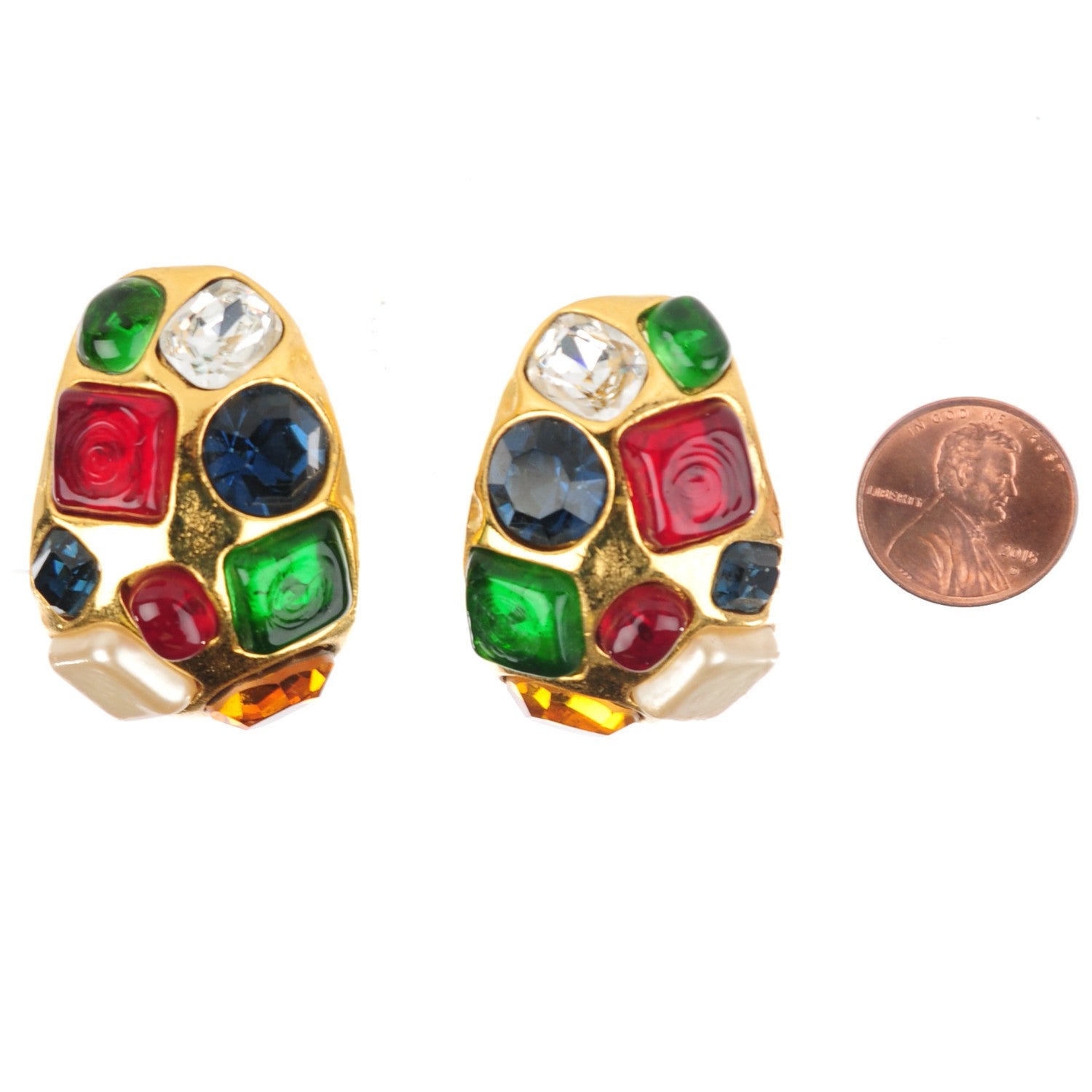 Chanel Gripoix Clip On Earrings Multicolor 2 of 4