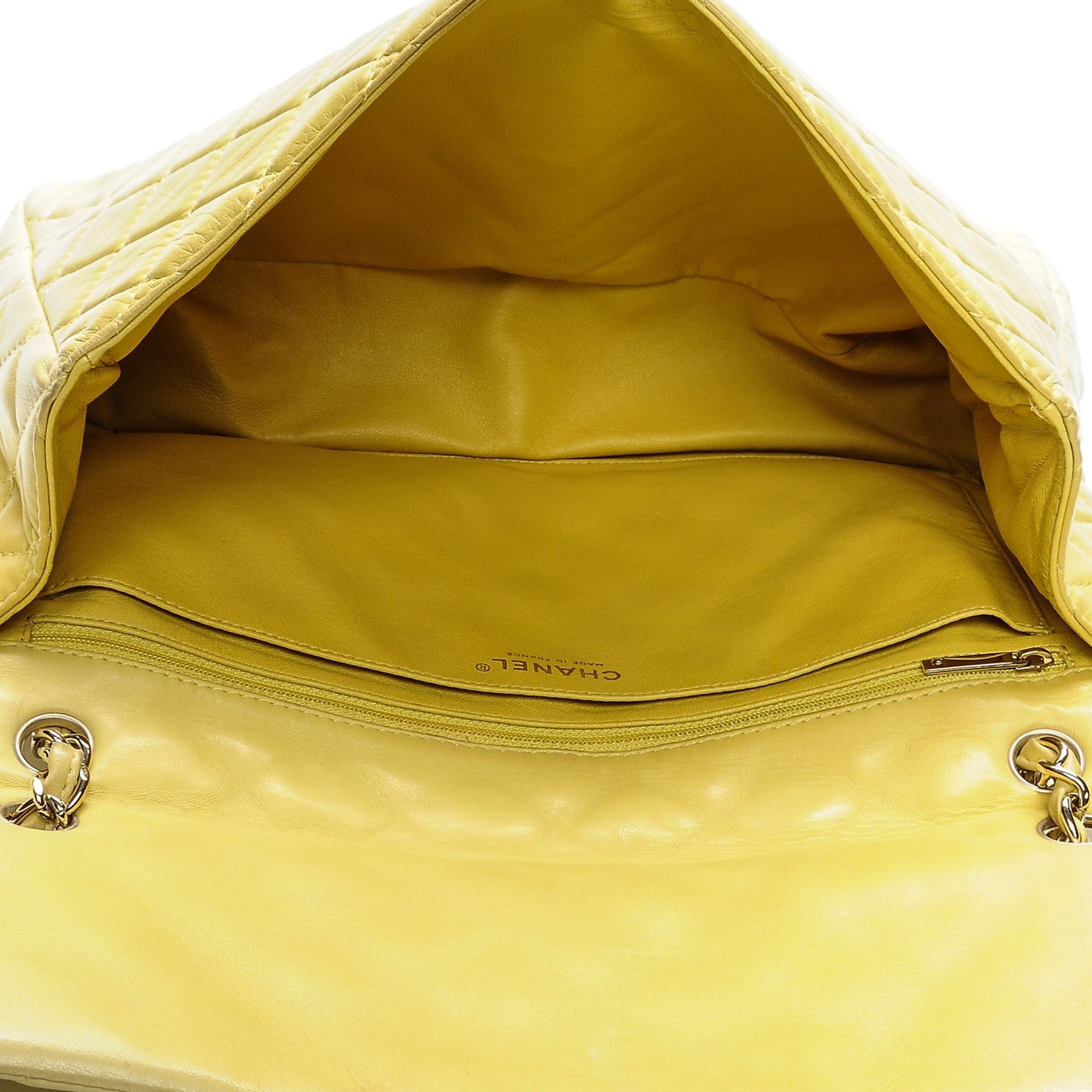 Lambskin Quilted Maxi Single Flap Yellow