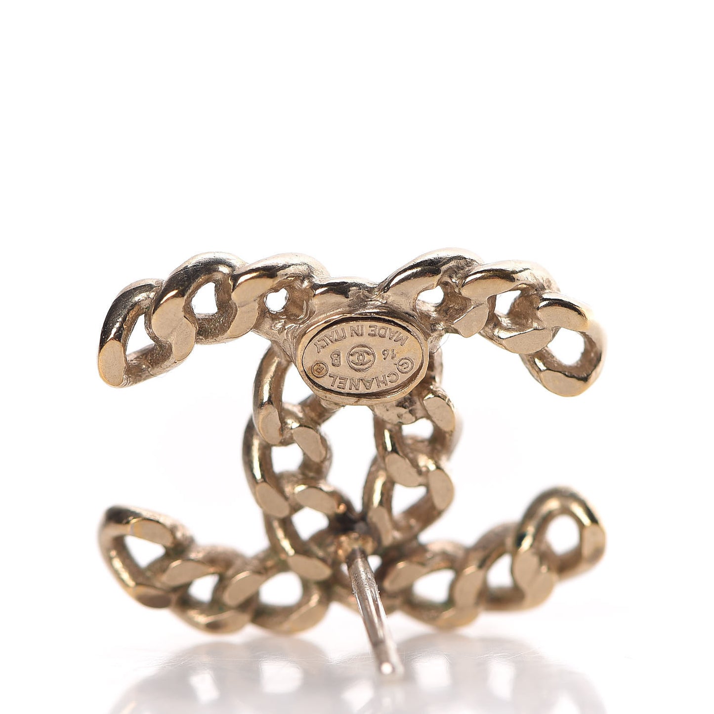 Metal Chain Link CC Earrings Gold