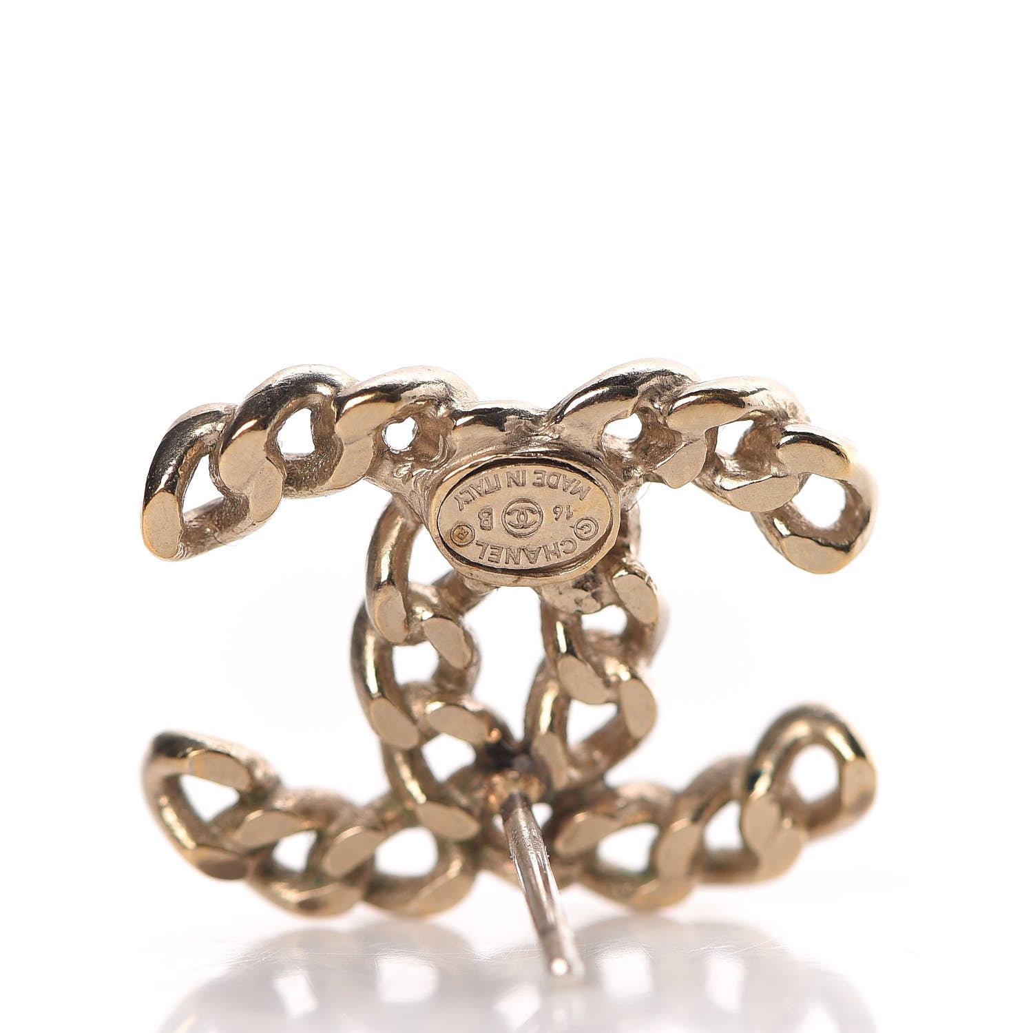 Chanel Metal Chain Link CC Earrings Gold 4 of 5