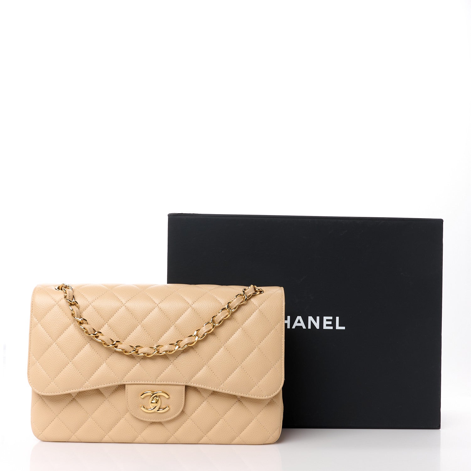 Chanel Caviar Quilted Jumbo Double Flap Beige 13 of 13