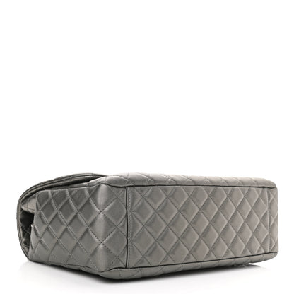 Chanel Metallic Calfskin Quilted Small XXL Travel Flap Bag Dark Silver 4 of 10