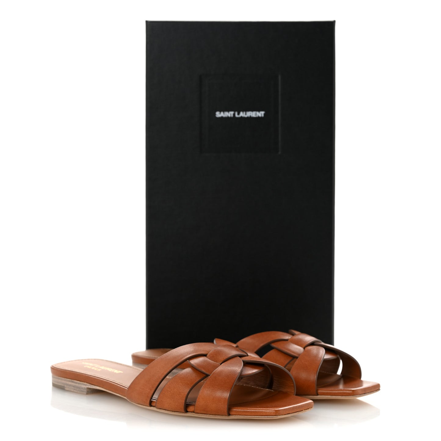 Calfskin Tribute 05 Slide Sandals 36.5 Amber