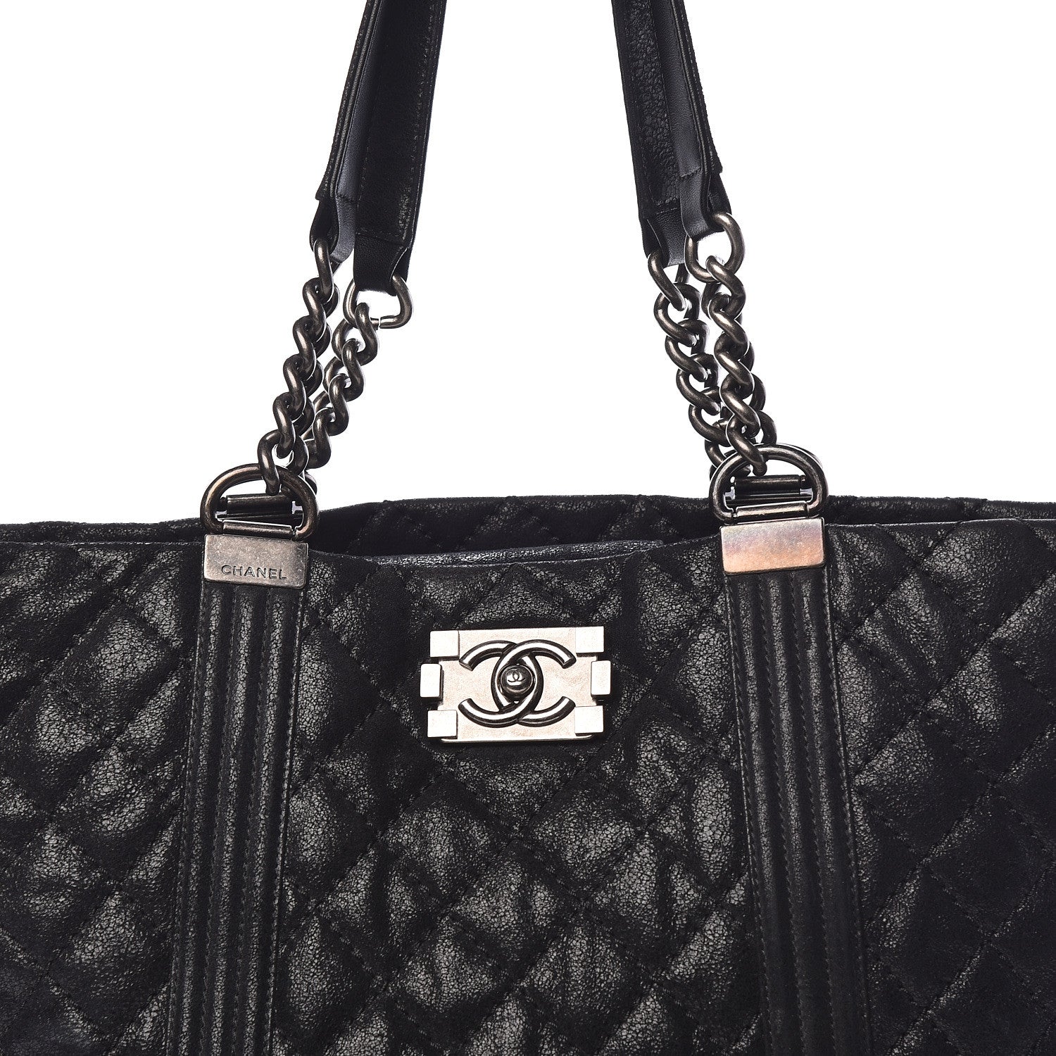 Chanel Goatskin Quilted Large Gentle Boy Shopping Tote Black 11 of 11