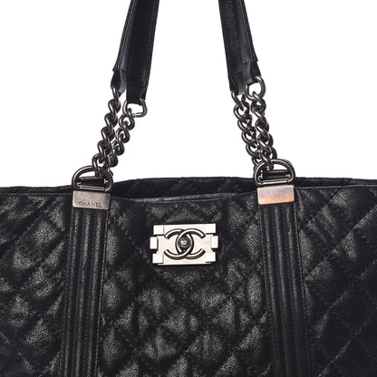 Chanel Goatskin Quilted Large Gentle Boy Shopping Tote Black 11 of 11