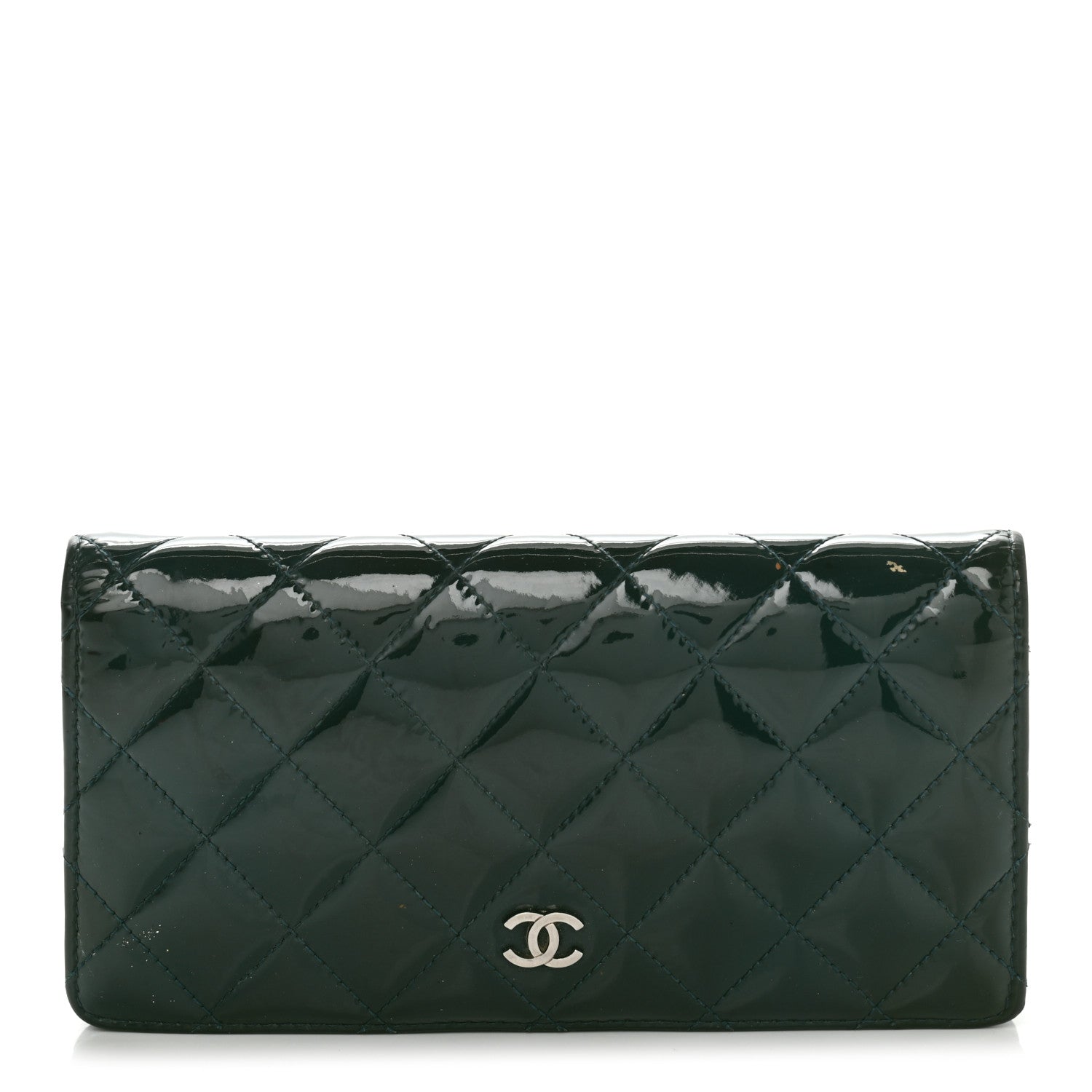 Chanel Patent Calfskin Quilted Yen Wallet Blue 1 of 15