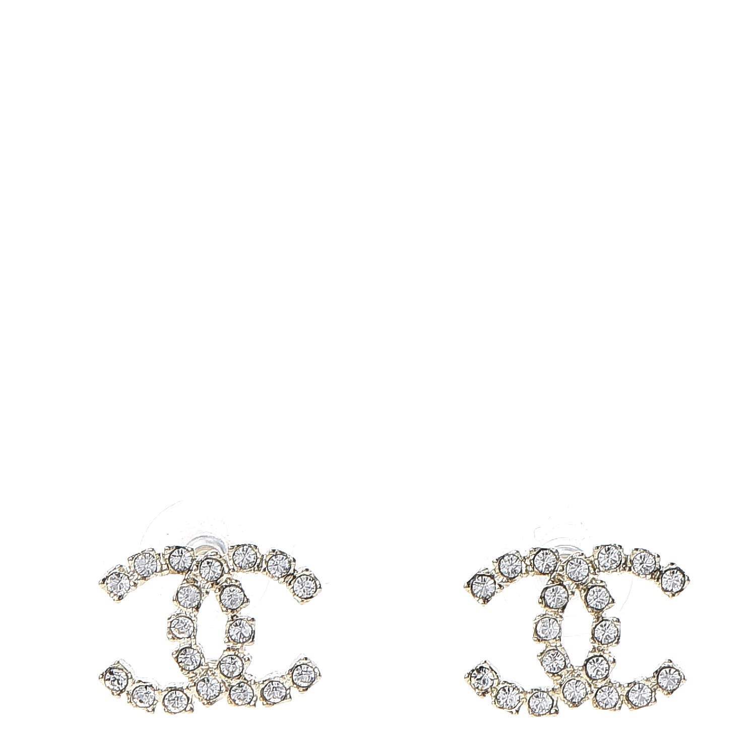 Chanel Crystal CC Earrings Gold 1 of 5