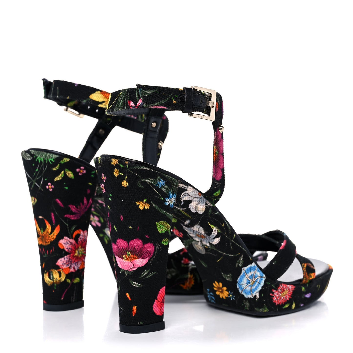 Canvas Flora High Heel Sandals 8.5 Black