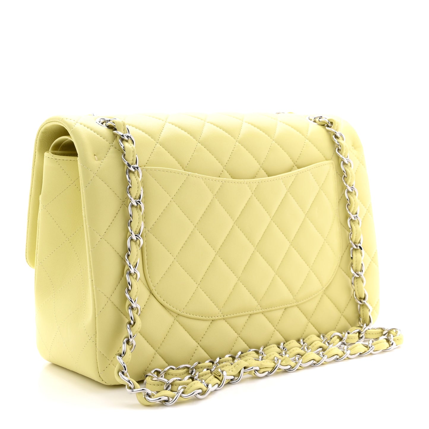 Lambskin Quilted Jumbo Double Flap Yellow