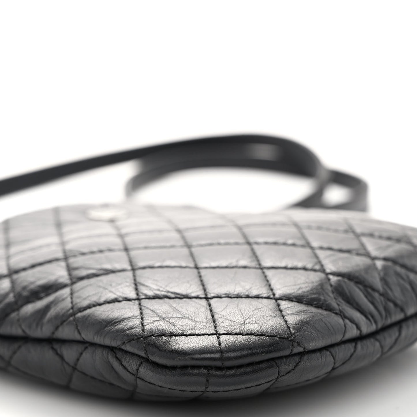 Aged Calfskin Quilted Crossbody Bag Black