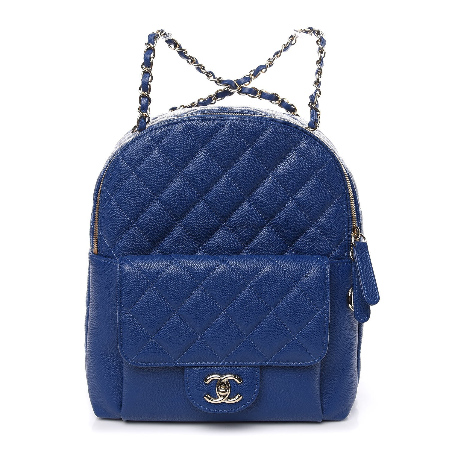 Chanel Caviar Quilted Large CC Day Backpack Blue 1 of 10