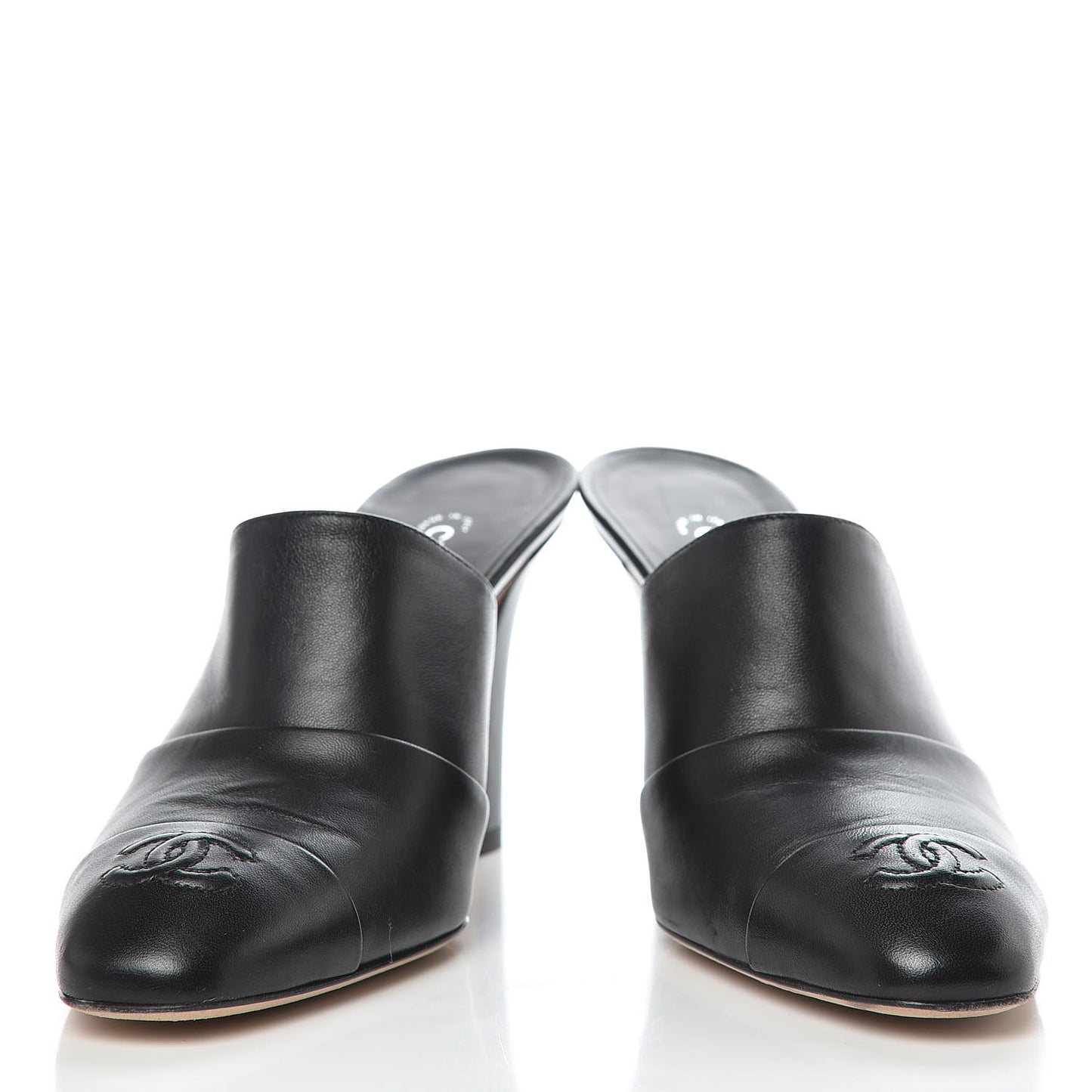 Lambskin Cap Toe CC Mules 38 Black
