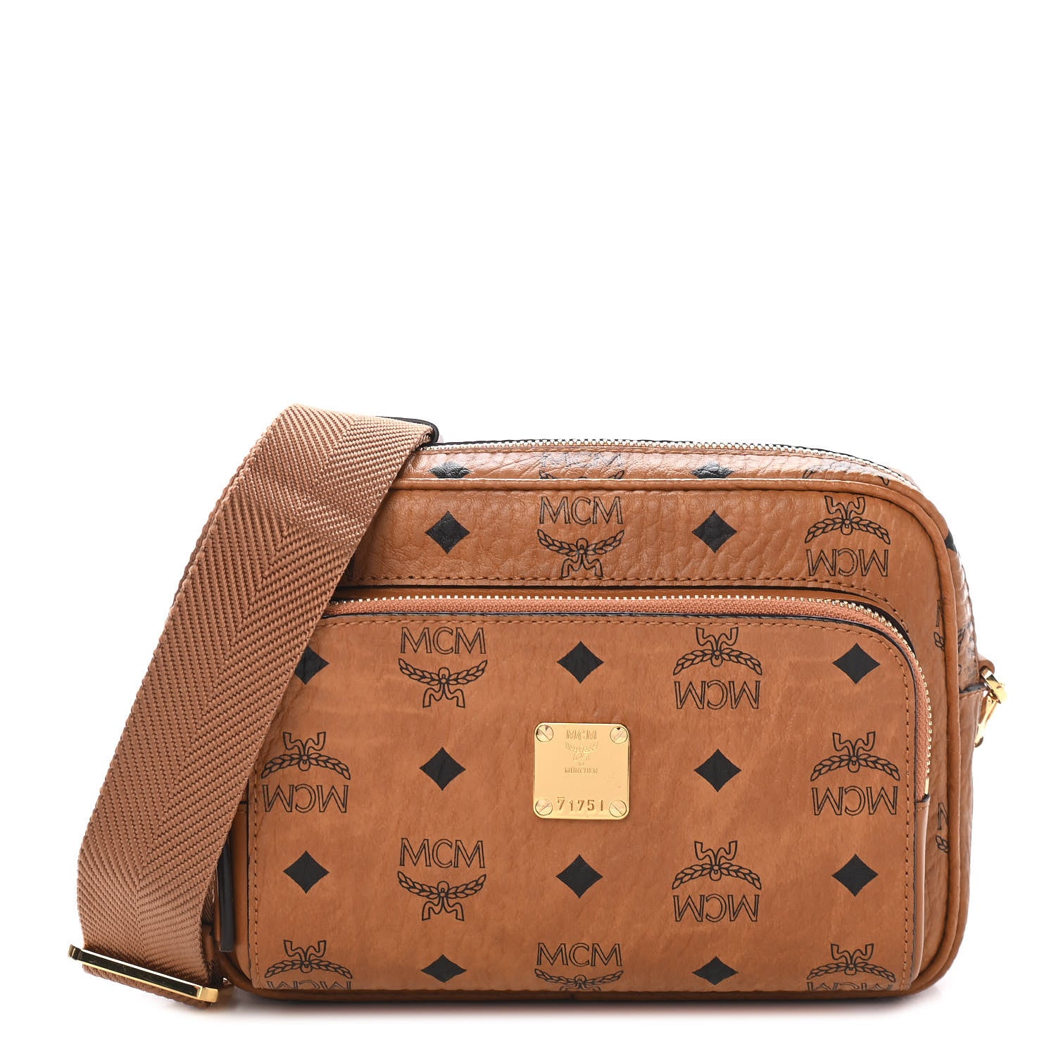 MCM Visetos Camera Crossbody Bag Cognac 1 of 9