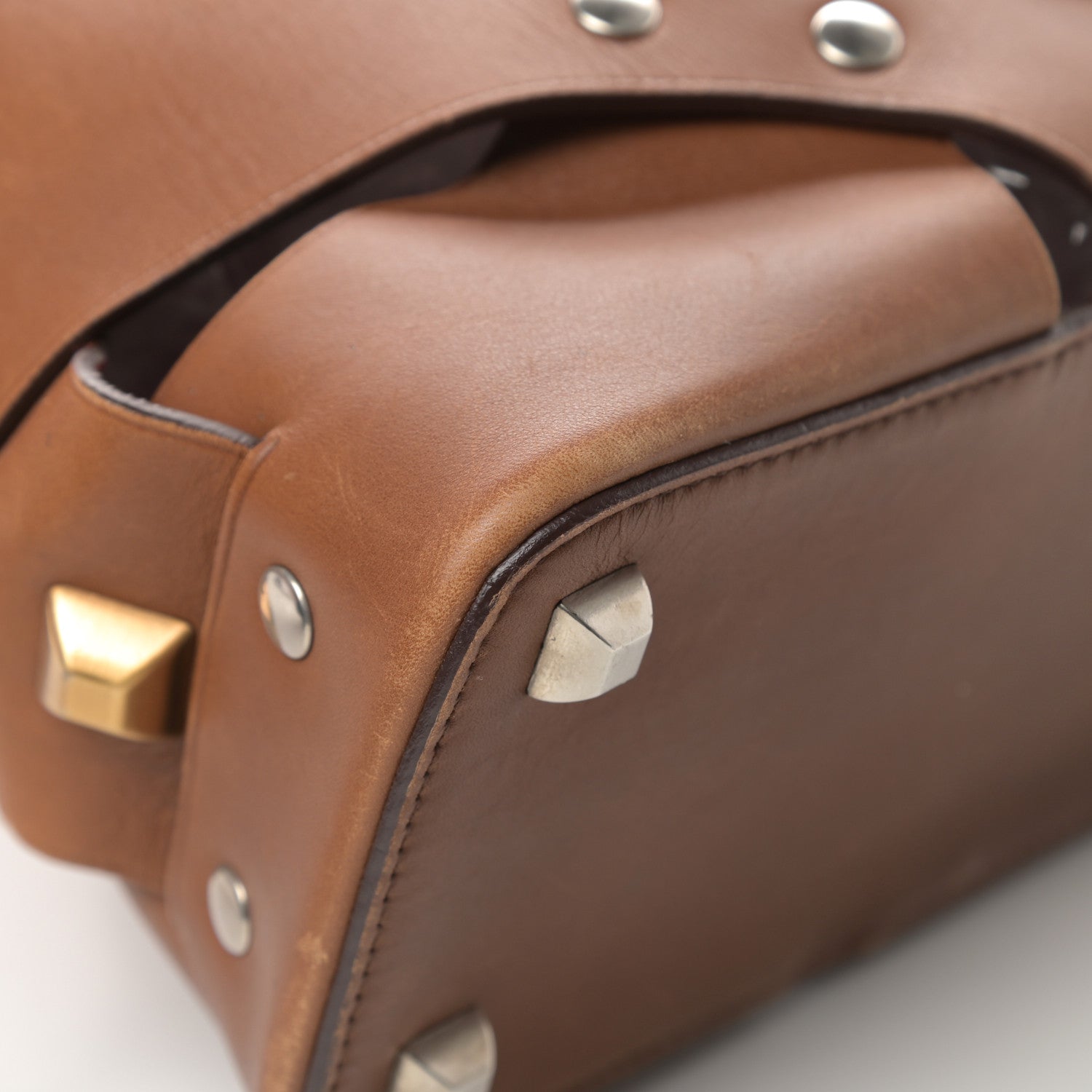 Prada Vitello Studded Cross Shoulder Bag Nocciolo 13 of 15