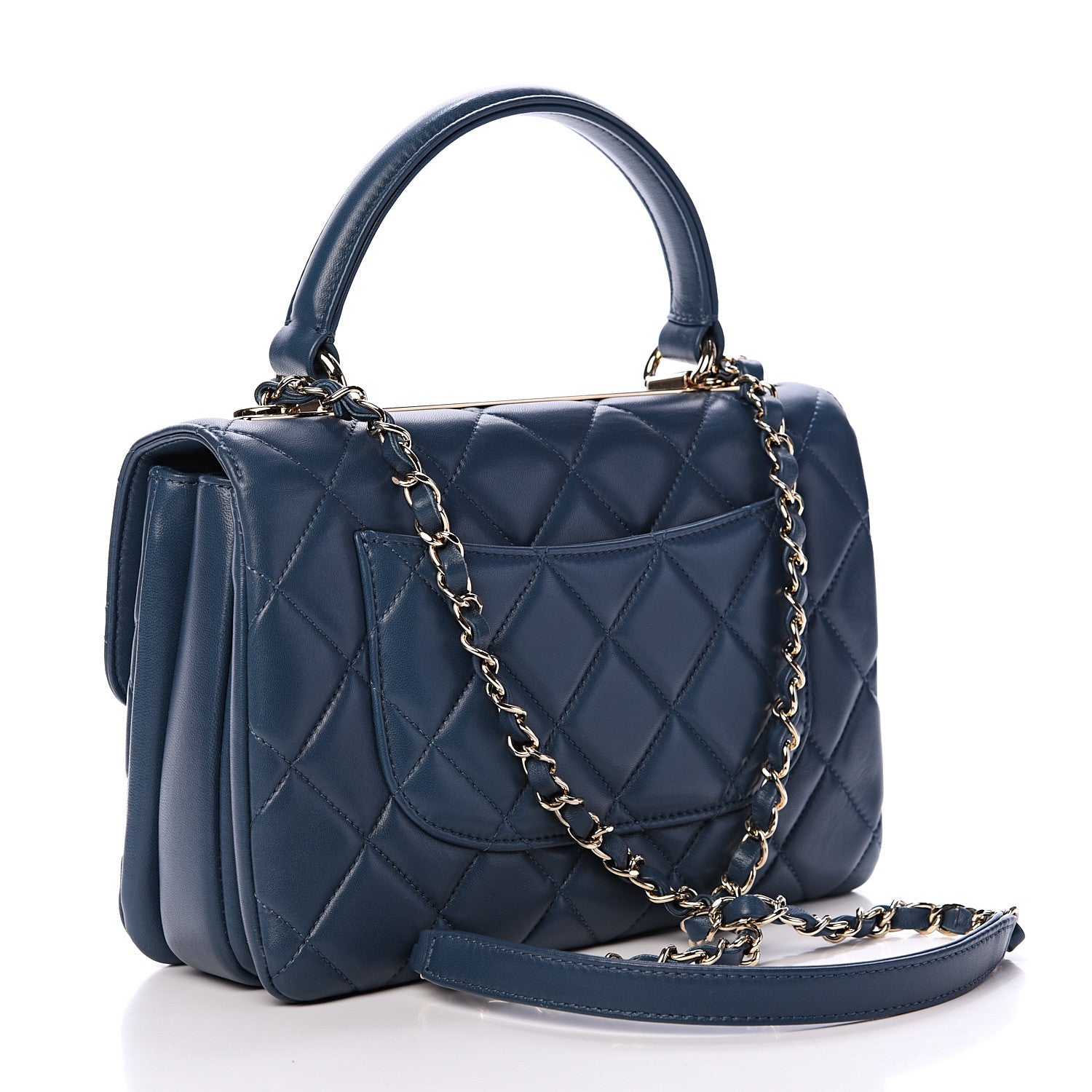 Chanel Lambskin Quilted Small Trendy CC Flap Dual Handle Bag Blue 2 of 11