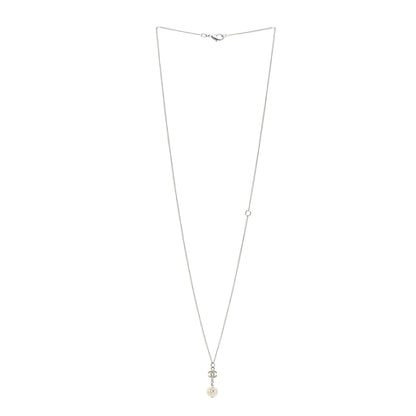 Chanel Crystal CC Drop Necklace Silver 3 of 4