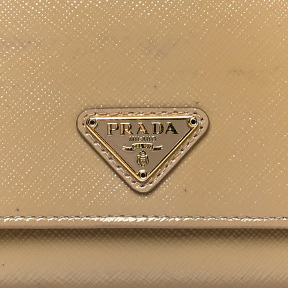 Prada Saffiano Vernice Metal Flap Wallet With Strap Sabbia 8 of 17