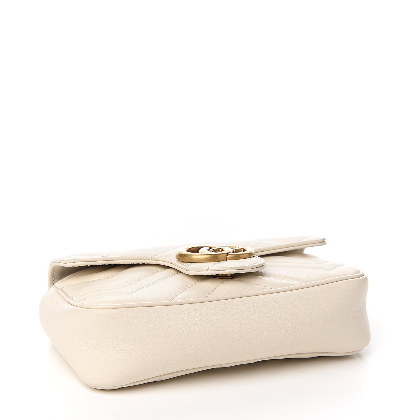 Calfskin Matelasse Super Mini GG Marmont Shoulder Bag White