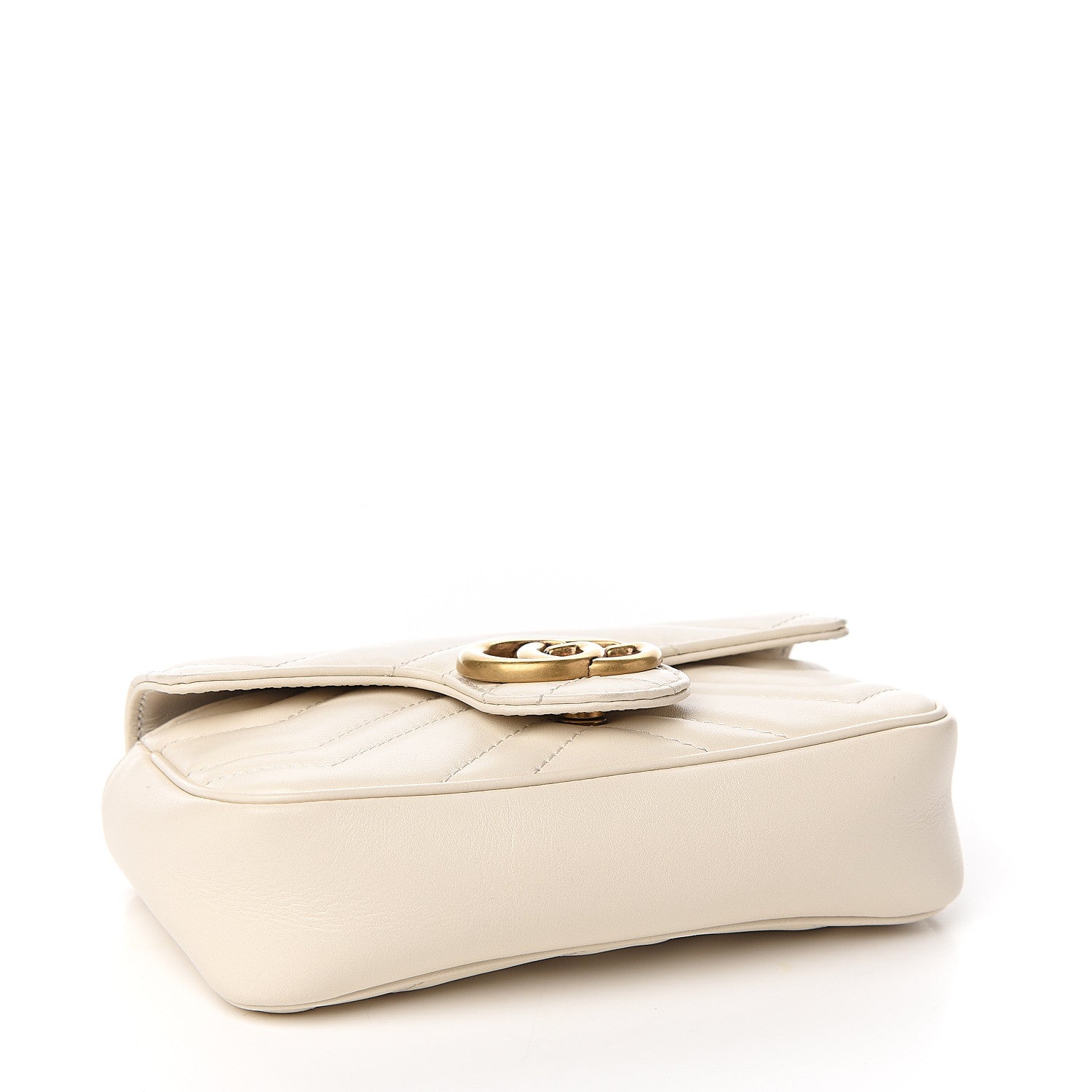 Gucci Calfskin Matelasse Super Mini GG Marmont Shoulder Bag White 3 of 11