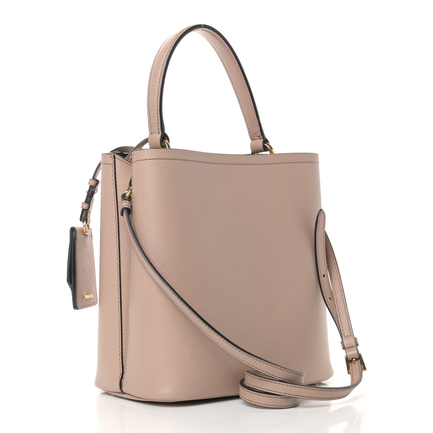 Saffiano Cuir Medium Panier Bucket Bag Cipria Black