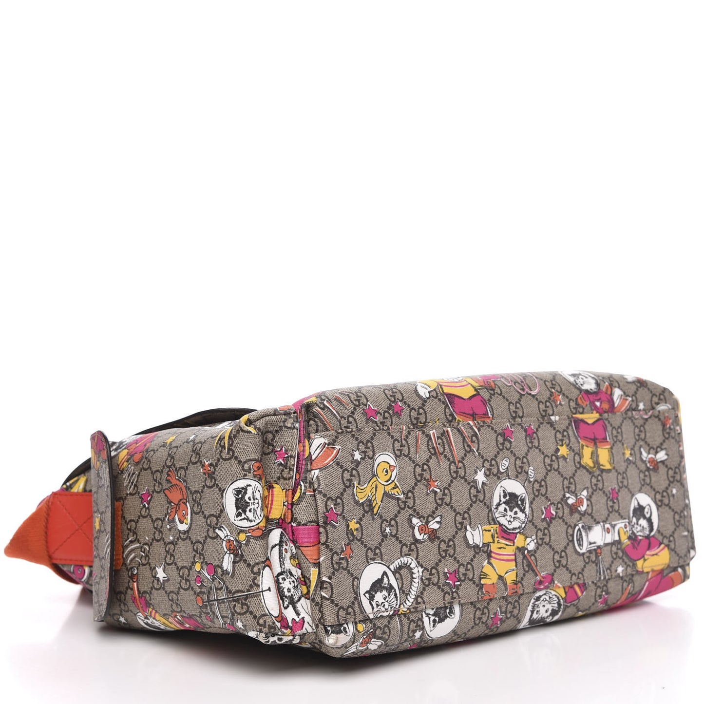 GG Supreme Monogram Space Cats Diaper Bag Orange