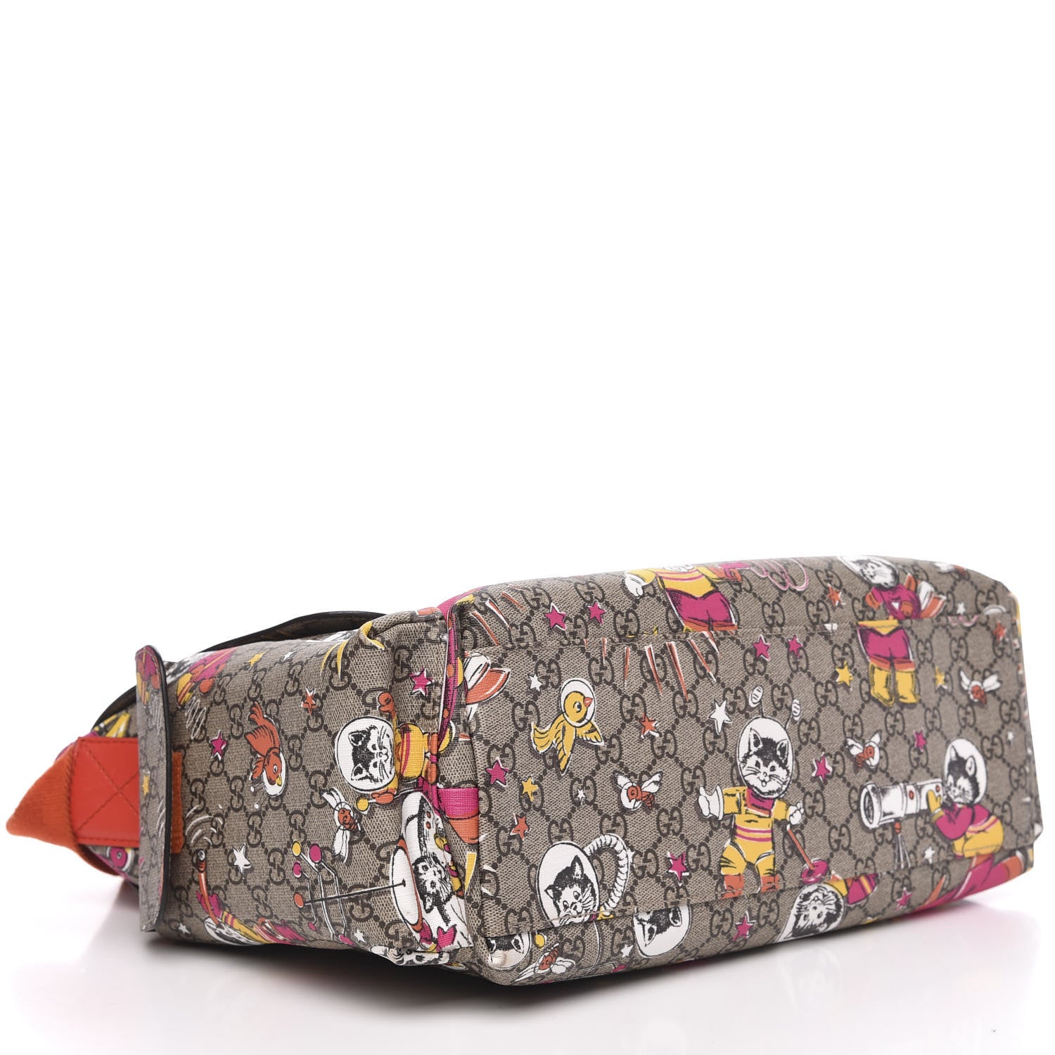 Gucci GG Supreme Monogram Space Cats Diaper Bag Orange 5 of 12