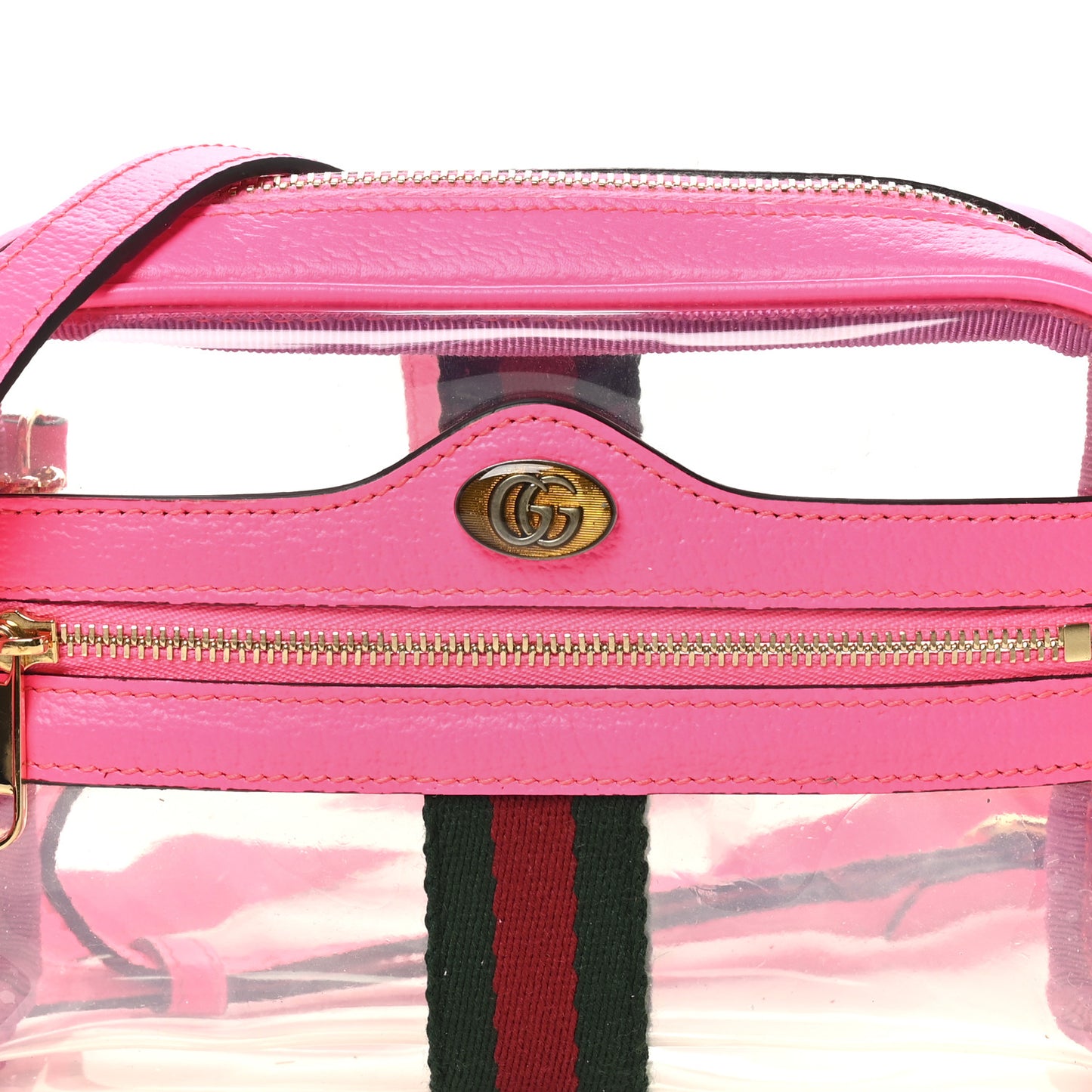 Vinyl Web Mini Ophidia Transparent Shoulder Bag Fluorescent Fuchsia