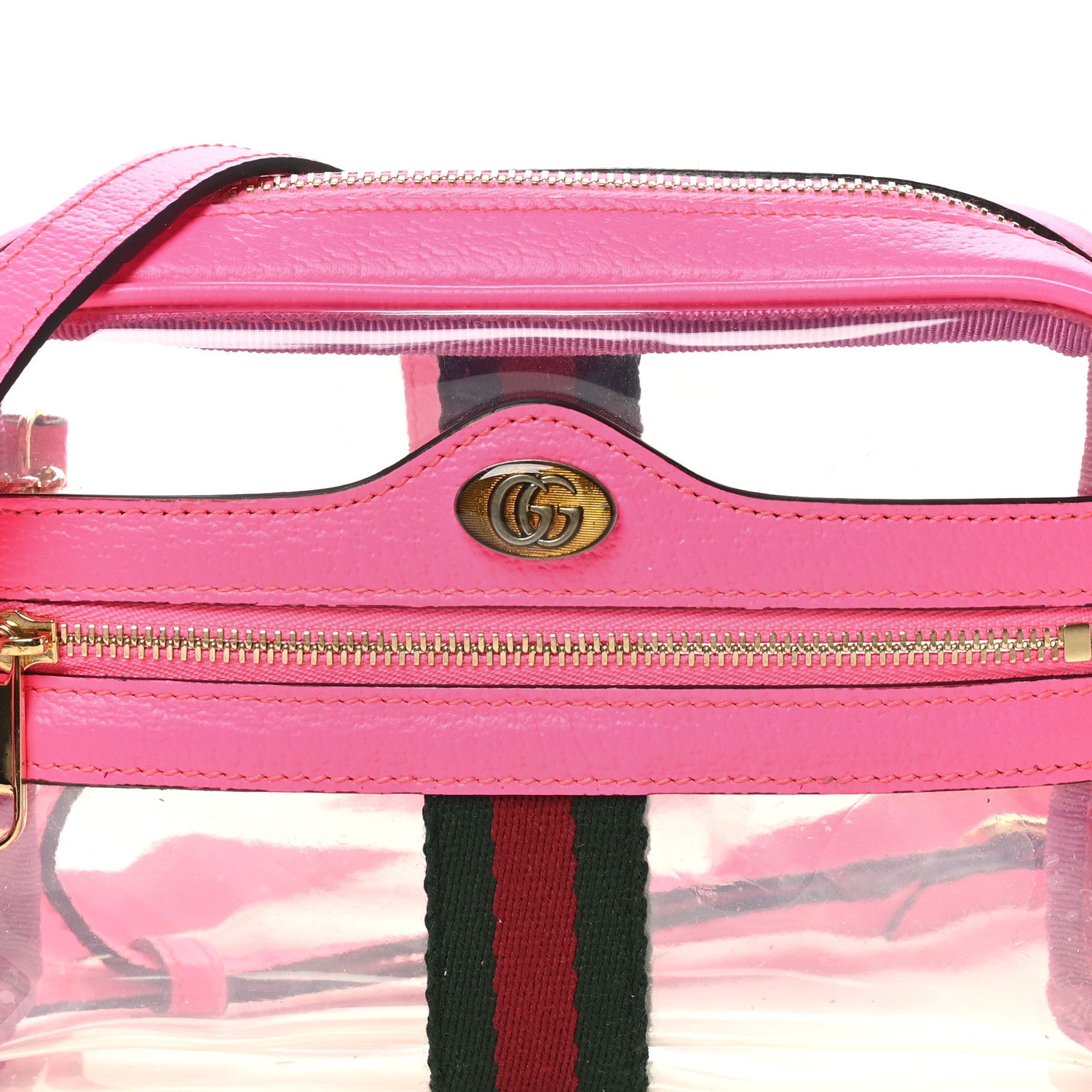 Gucci Vinyl Web Mini Ophidia Transparent Shoulder Bag Fluorescent Fuchsia 8 of 10