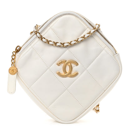 Chanel Lambskin Quilted Diamond Clutch With Chain White 1 of 12