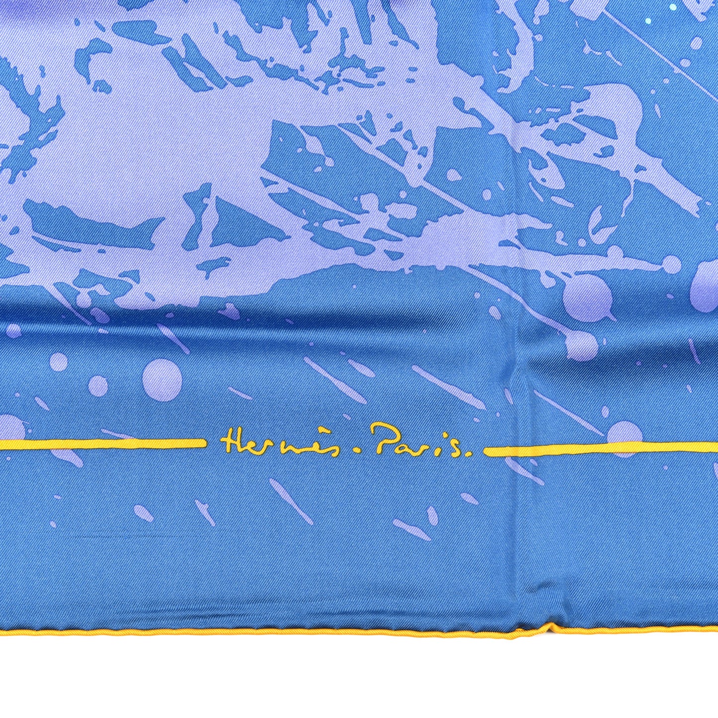Silk Cheval Surprise Remix Scarf 90 Bleu Jaune D'Or Mauve