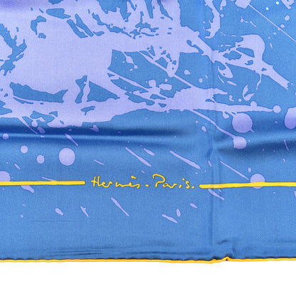Hermes Silk Cheval Surprise Remix Scarf 90 Bleu Jaune D'Or Mauve 2 of 6