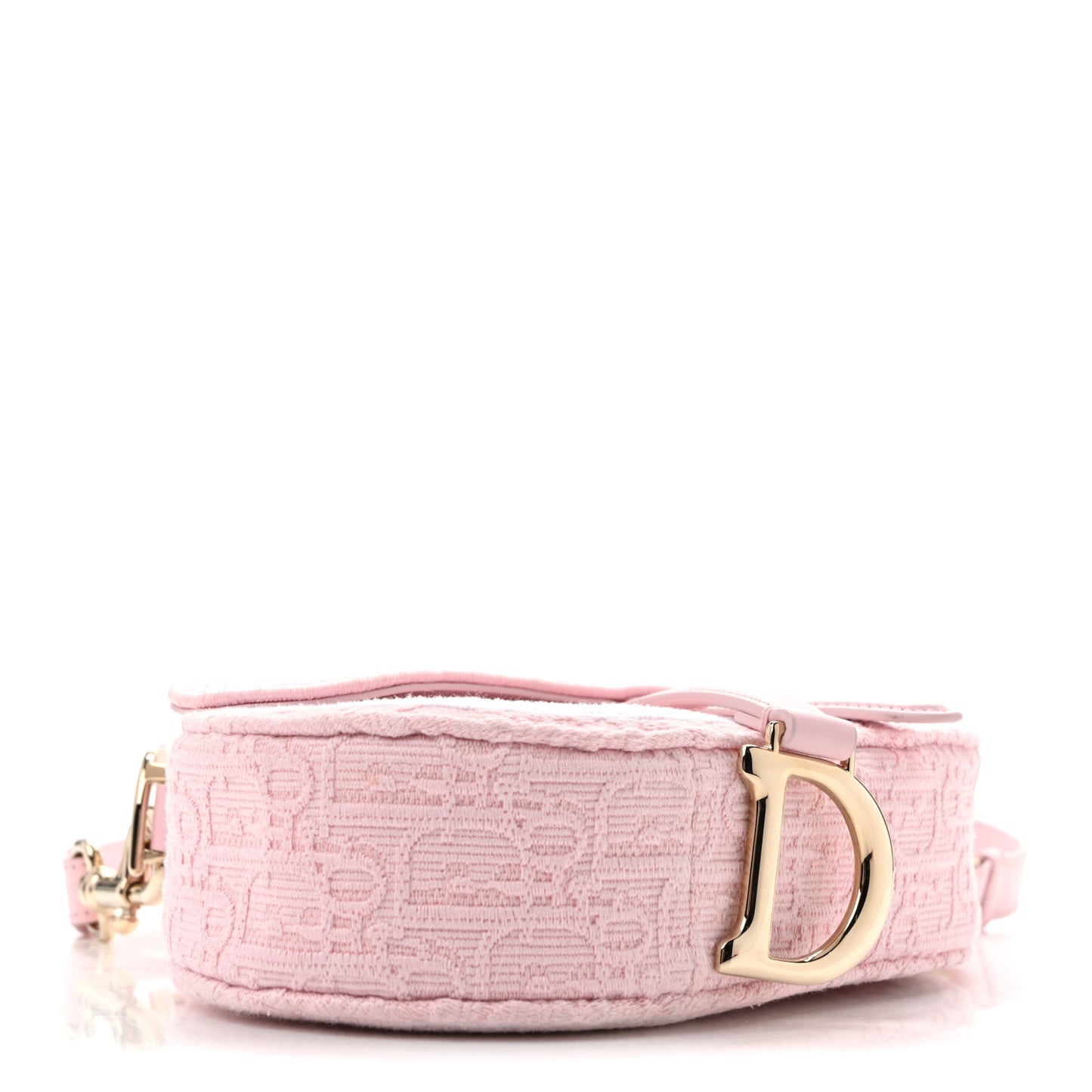 Oblique Embroidered Lace Dioramour Small Saddle Bag With Strap Soupir Pink White