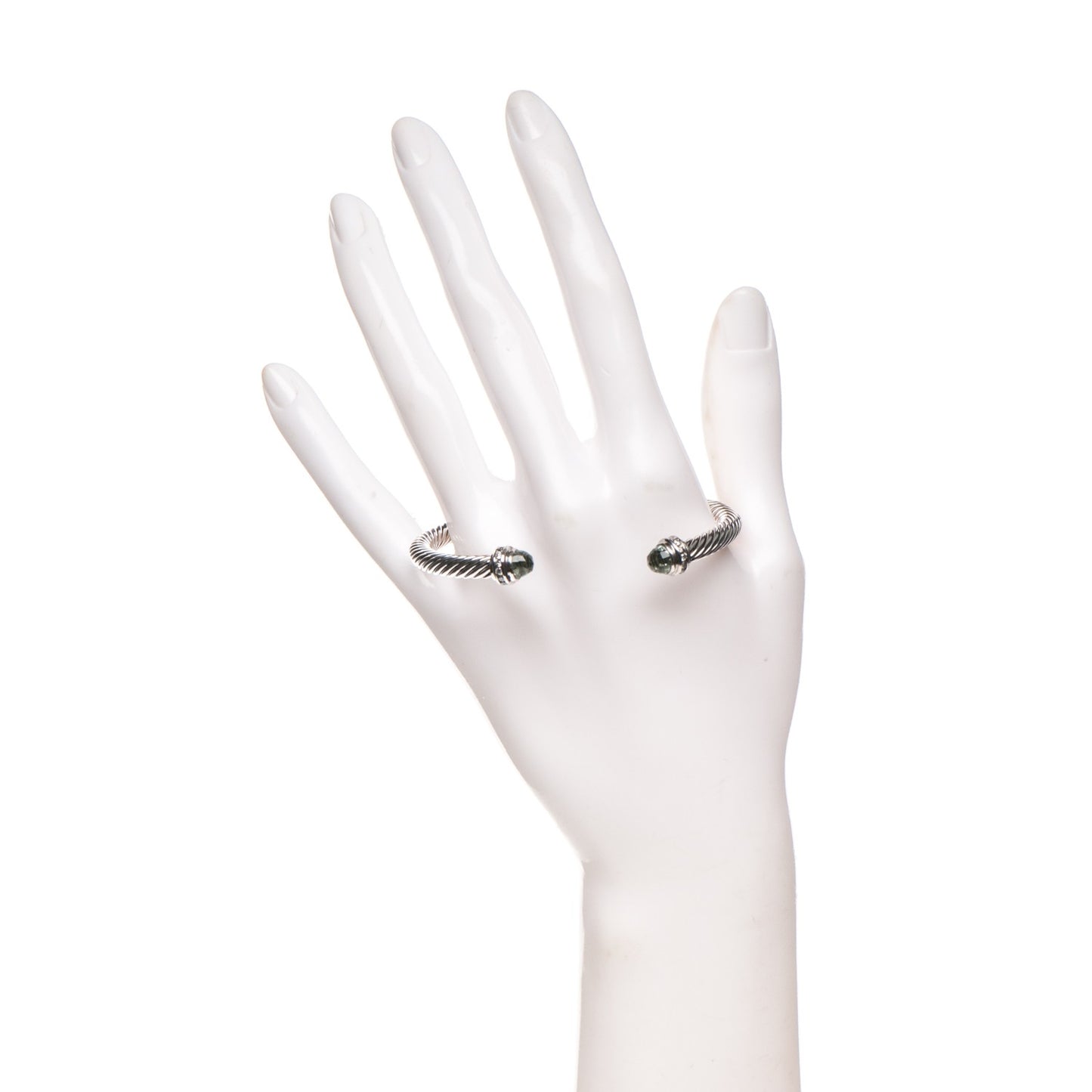 Sterling Silver Diamond Prasiolite 5mm Cable Classics Bracelet