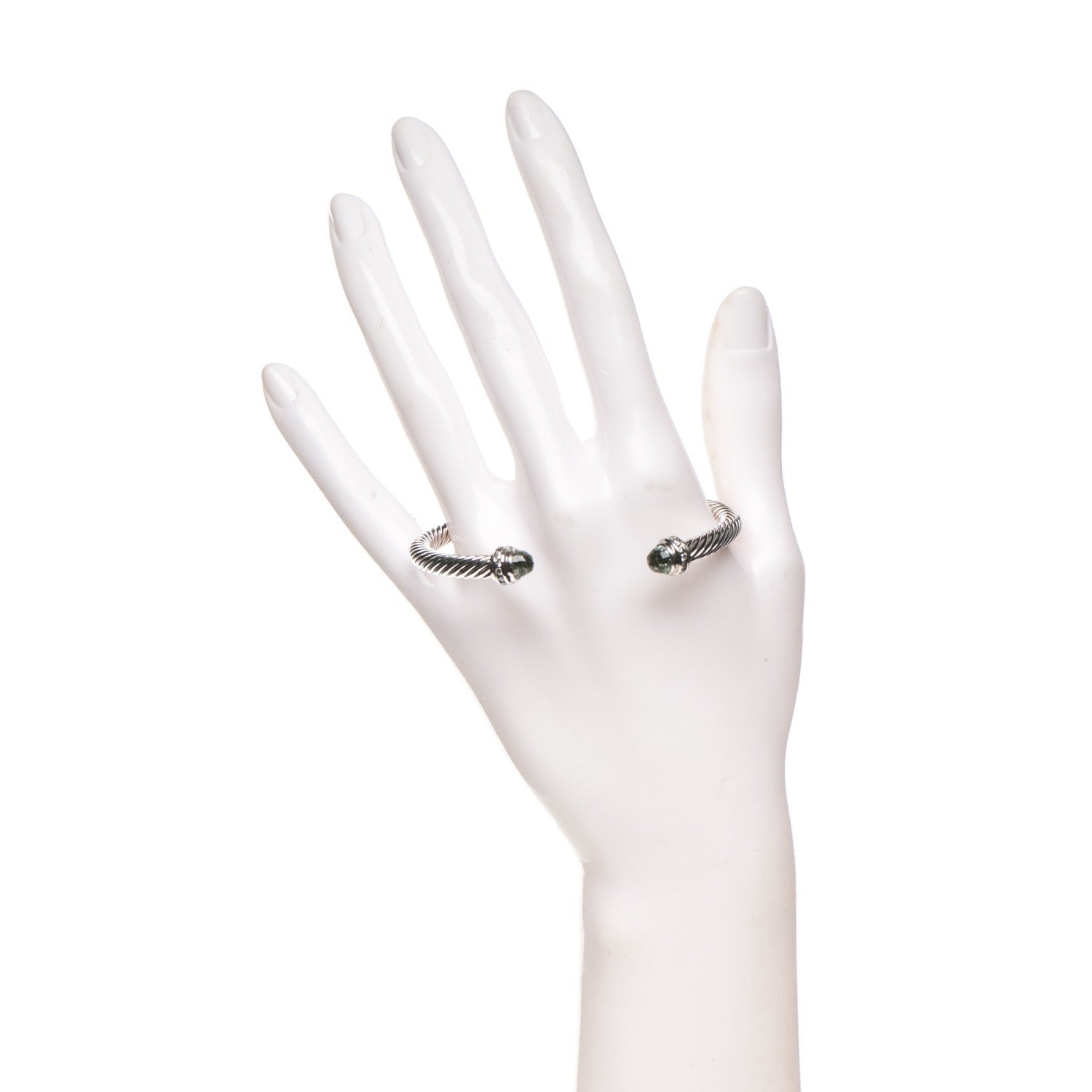David Yurman Sterling Silver Diamond Prasiolite 5mm Cable Classics Bracelet 2 of 5