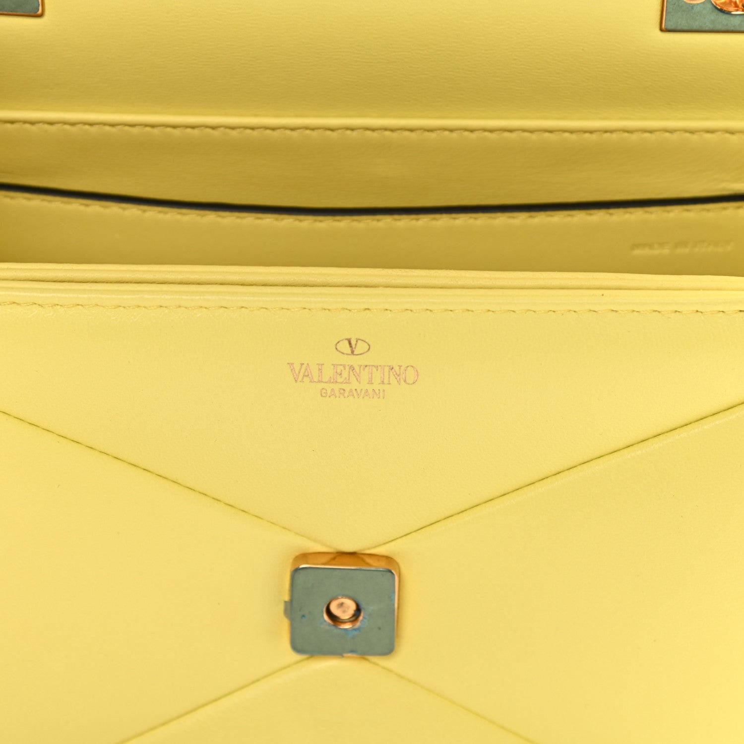 Valentino Garavani Nappa One Stud Chain Clutch Pale Yellow 5 of 12