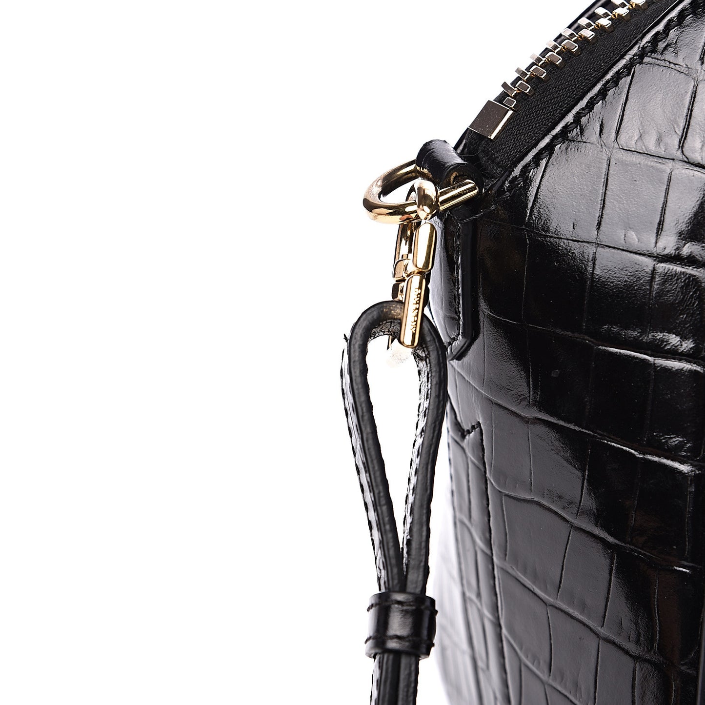 Calfskin Crocodile Embossed Mini Antigona Black