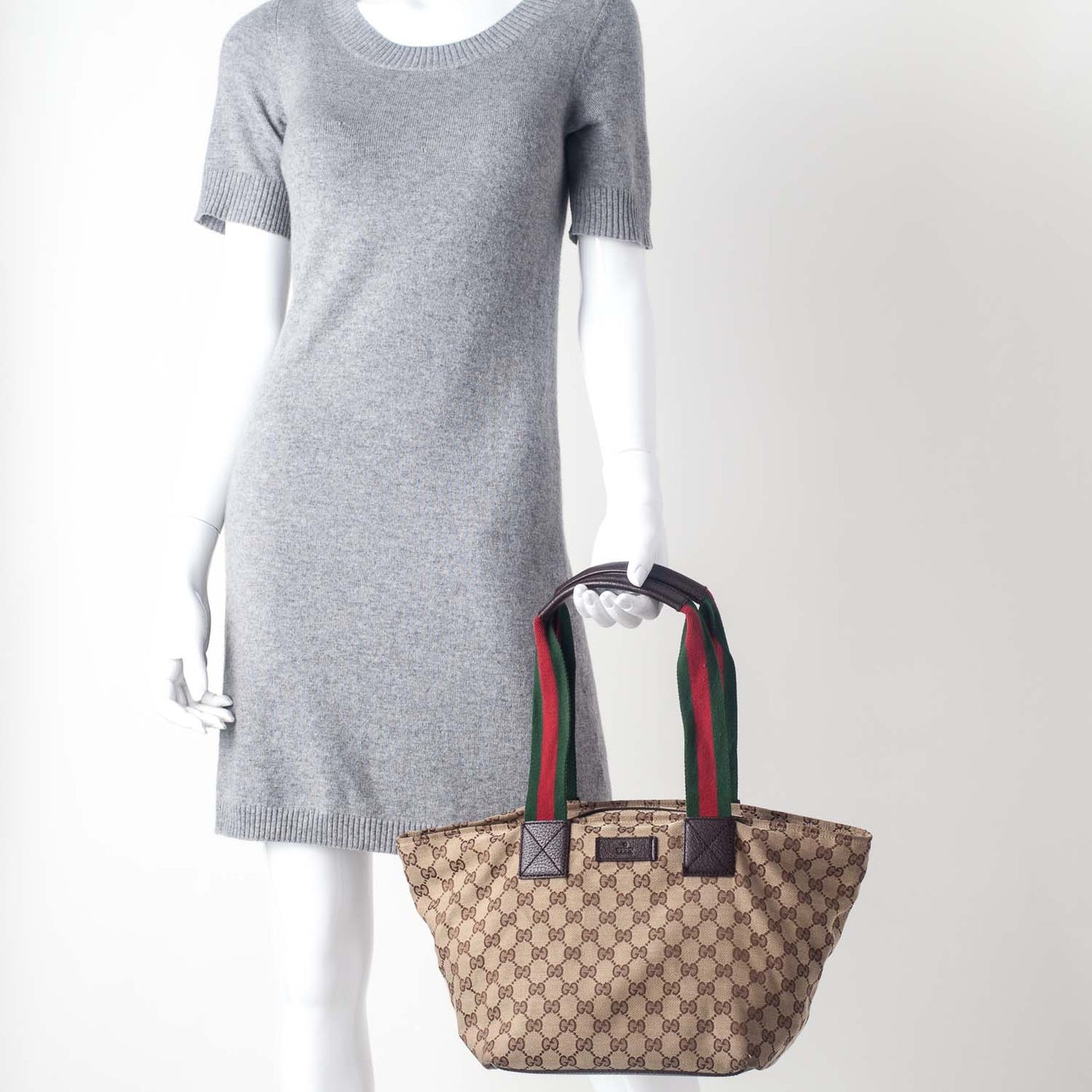 GG Monogram Medium Web Handle Bucket Tote