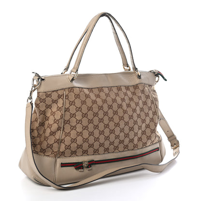 Gucci Monogram Margaux Calfskin Web Mayfair Tote Beige Ebony Off White 2 of 4