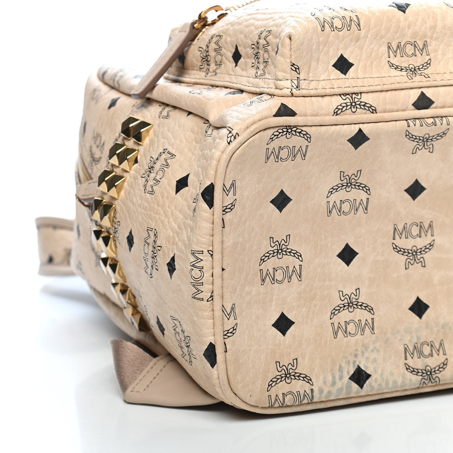 MCM Visetos Small Side Stud Stark Backpack Beige 8 of 10