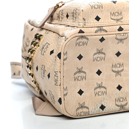 MCM Visetos Small Side Stud Stark Backpack Beige 8 of 10